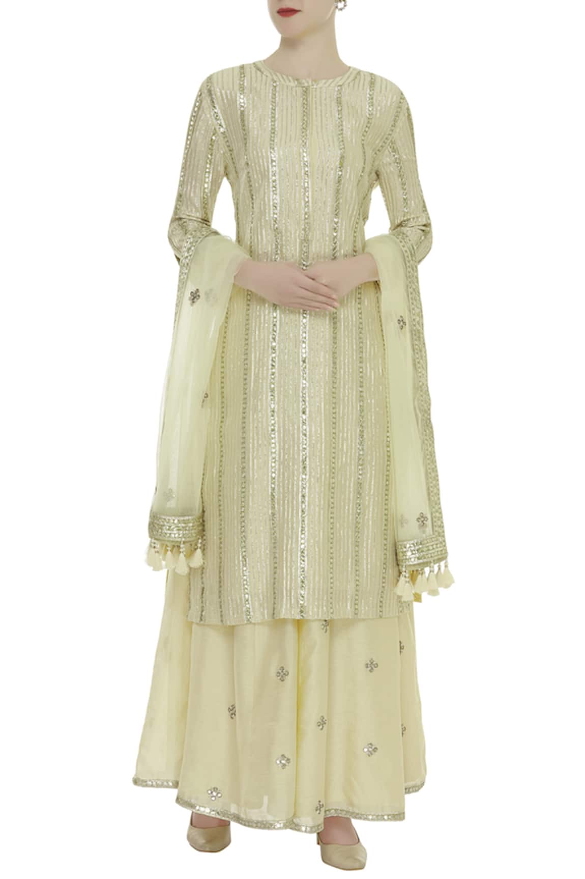 Rajat K Tangri Silk Chanderi Kurta Palazzo Set