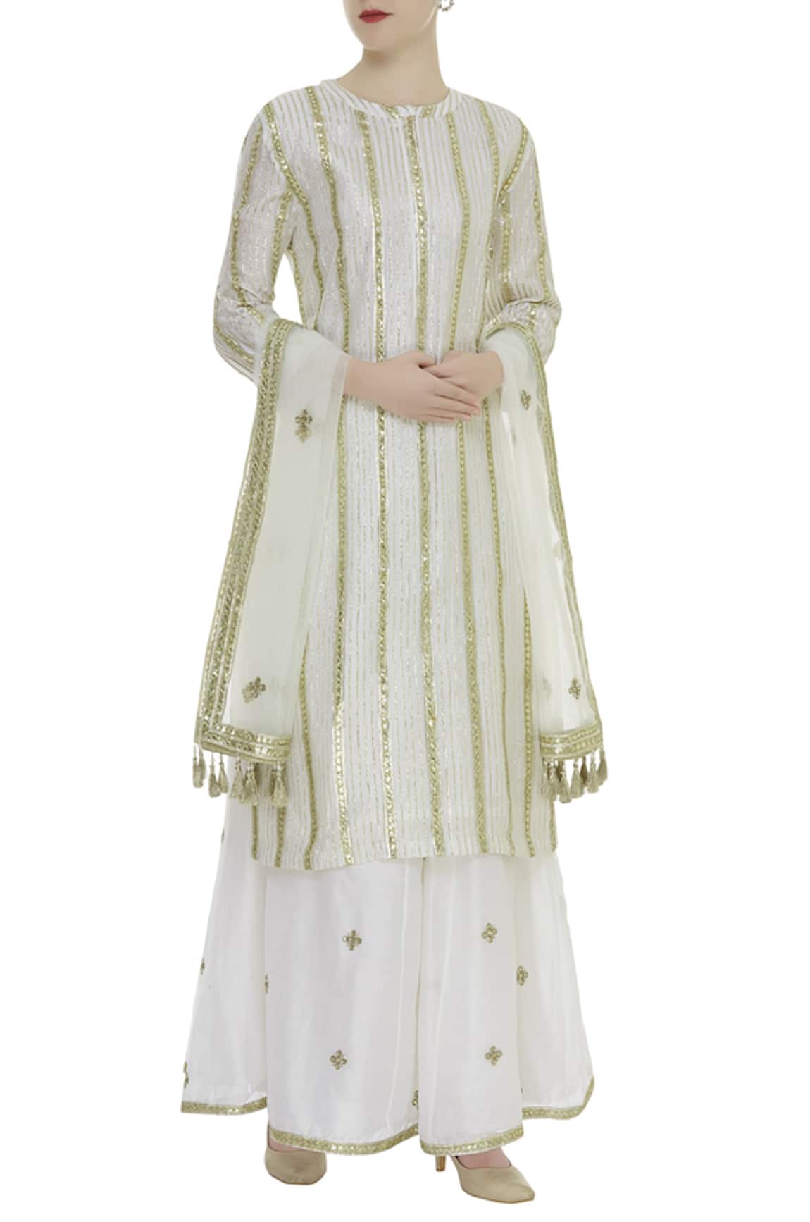 Rajat K Tangri Hand Embroidered Kurta Palazzo Set