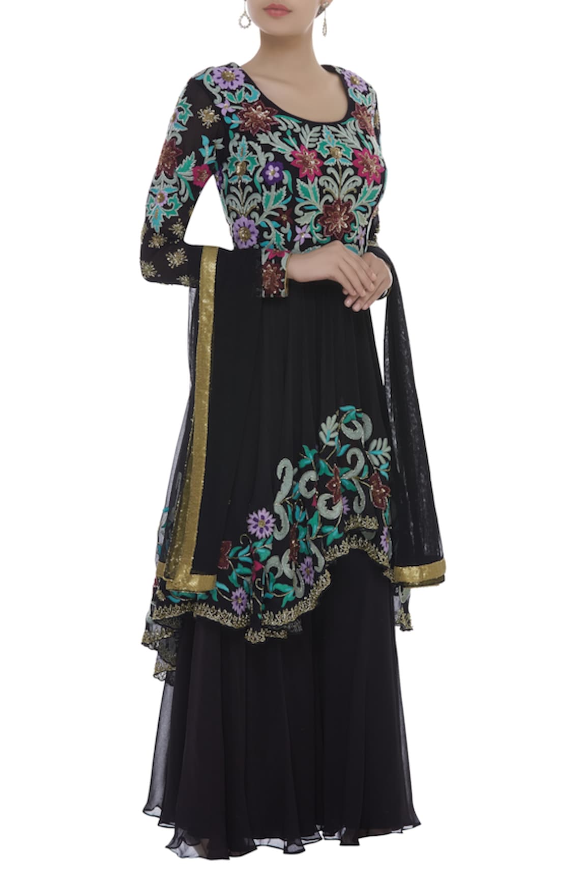 Ayesha Aejaz Embroidered peplum kurta with palazzo pants