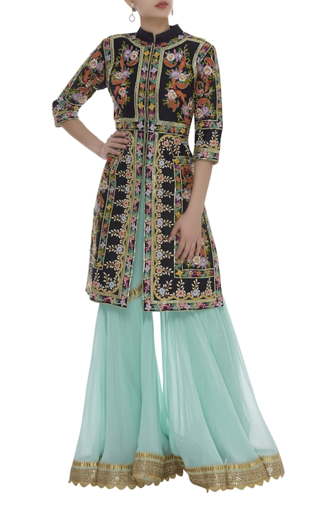 Ayesha Aejaz Thread embroidered kurta sharara set