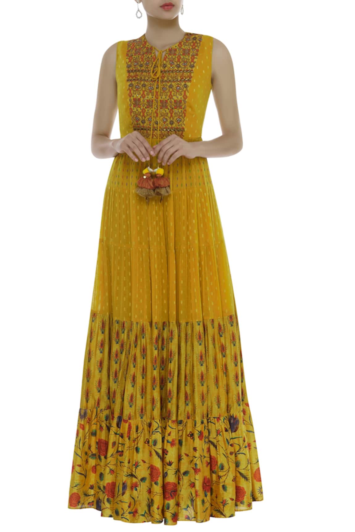 Label Anushree Hand embroidered tiered maxi dress