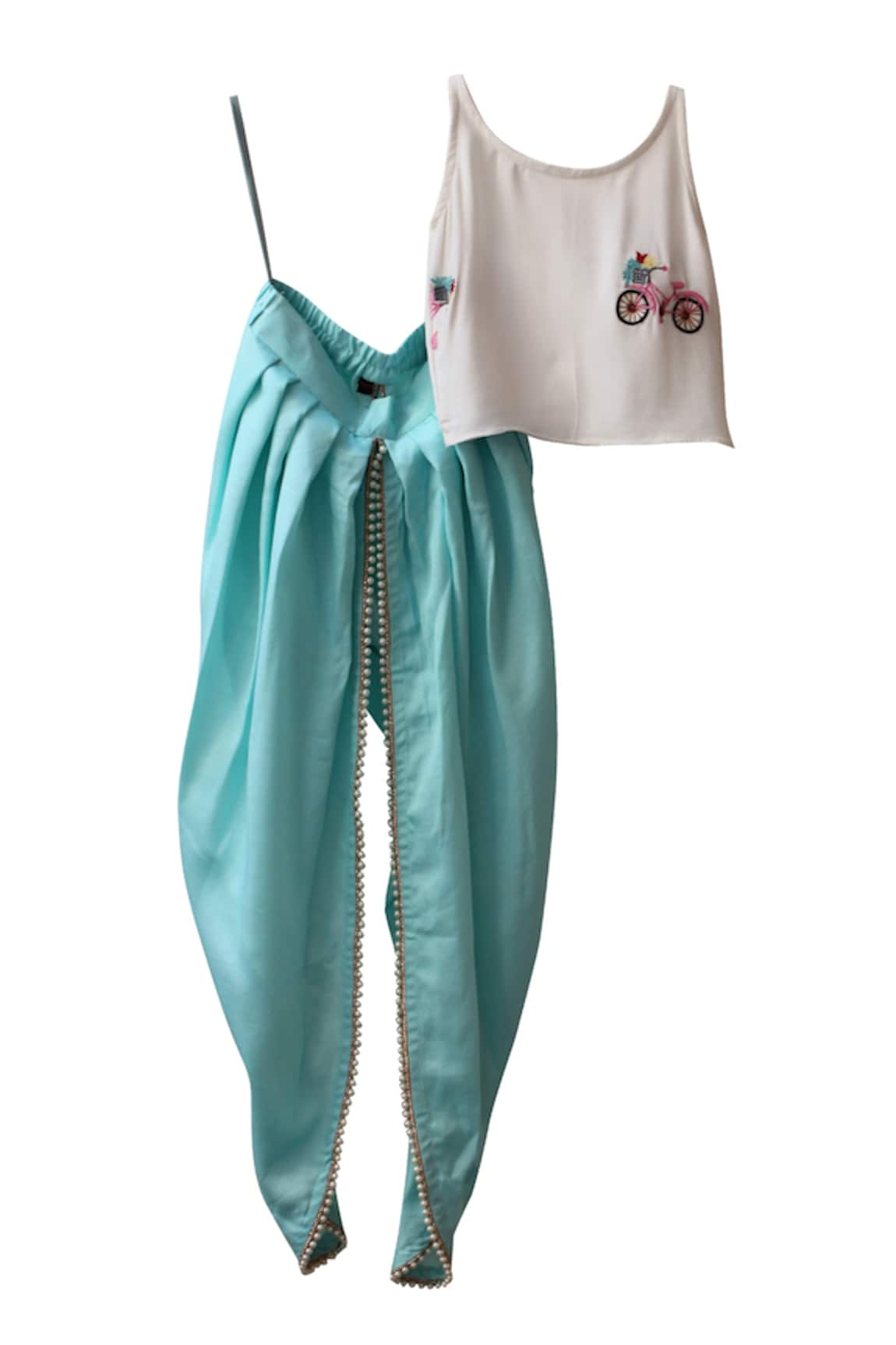 PWN Cycle Thread Embroidered Top With Dhoti Pants 