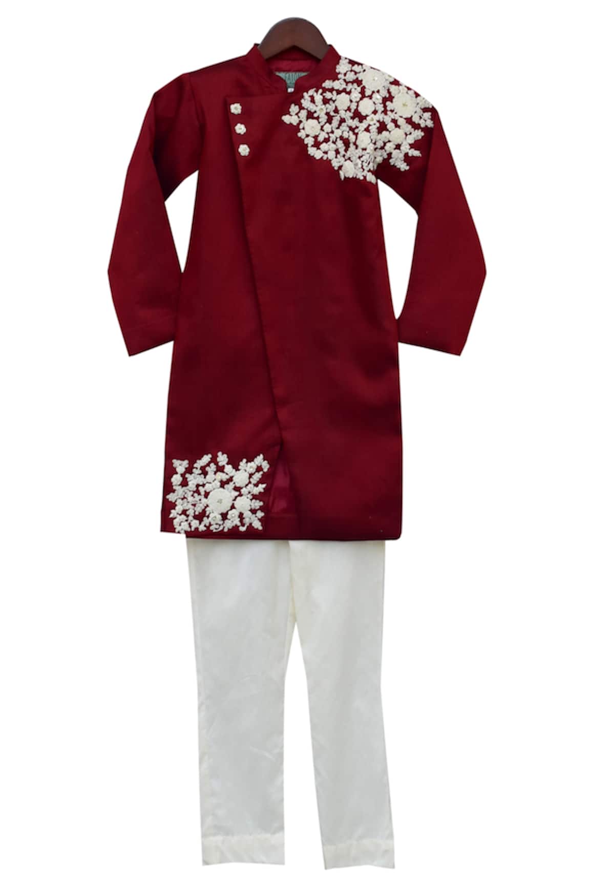 Fayon Kids Overlap Embroidered Kurta With Churidaar