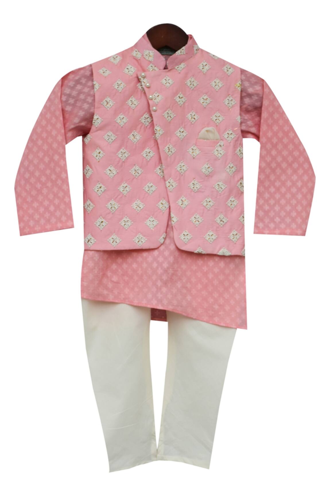 Fayon Kids Printed Kurta Set With Sleeveless Bundi