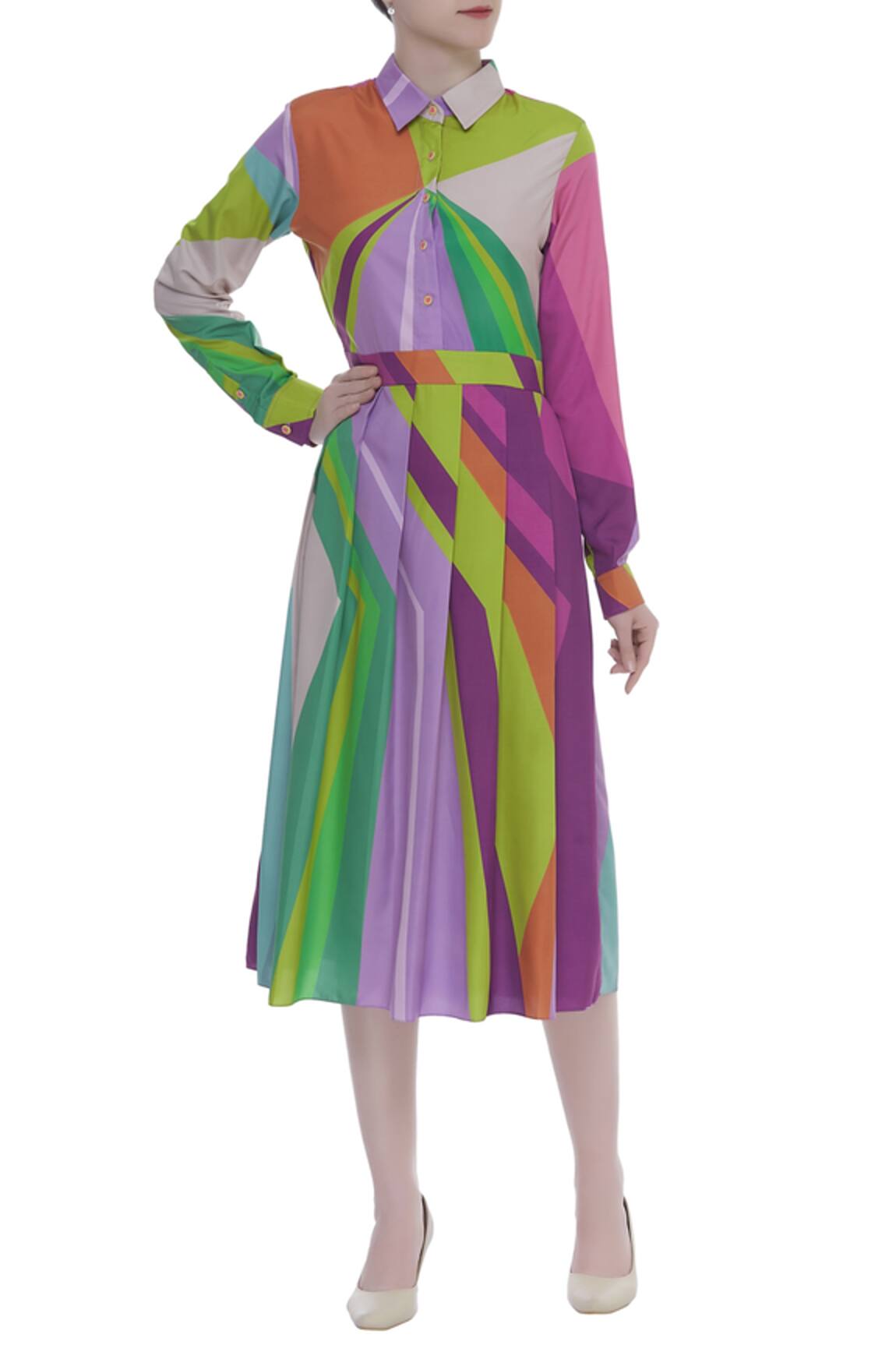 Siddhartha Bansal Printed Box Pleat Shirt Dress