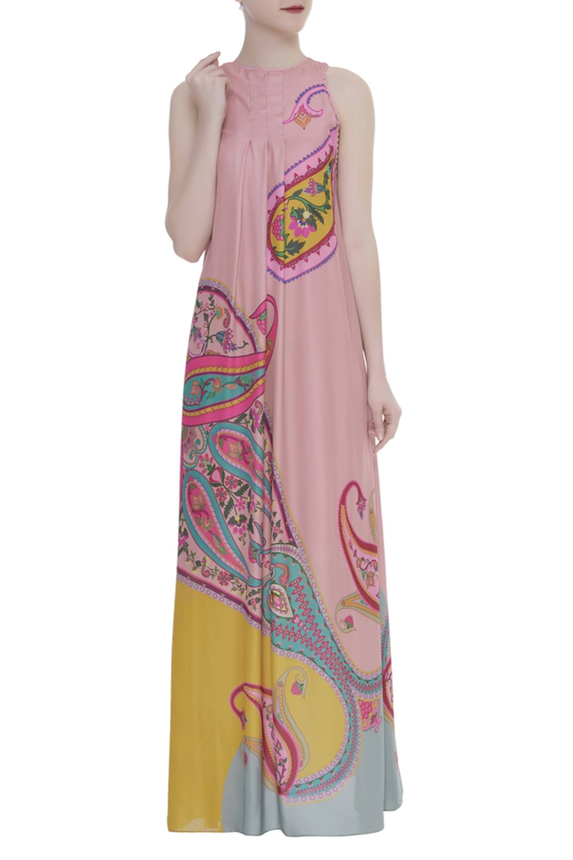 Siddhartha Bansal Paisley printed pleated maxi dress