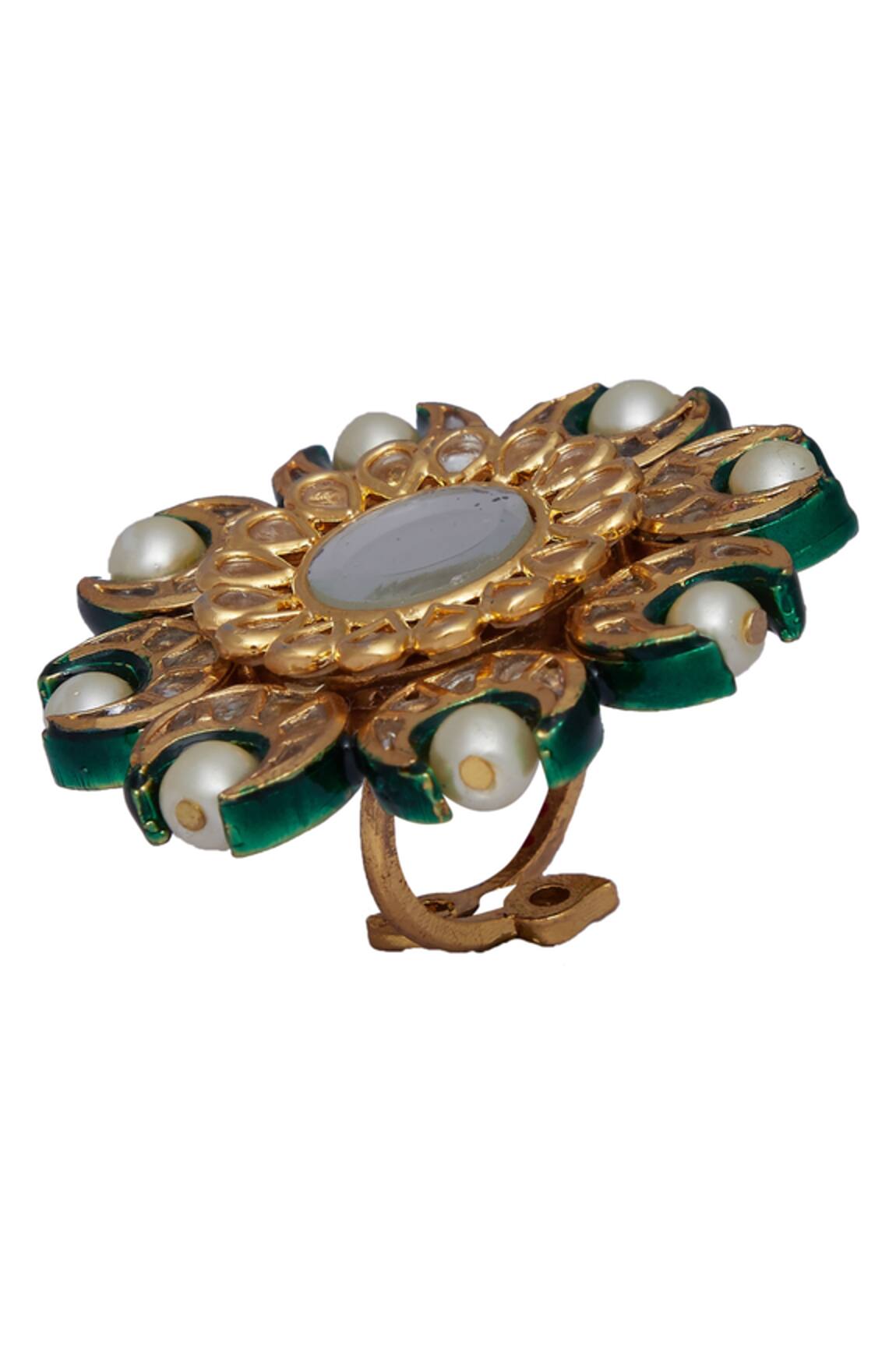 Just Shradha's Meenakari Oversized Cocktail Ring 