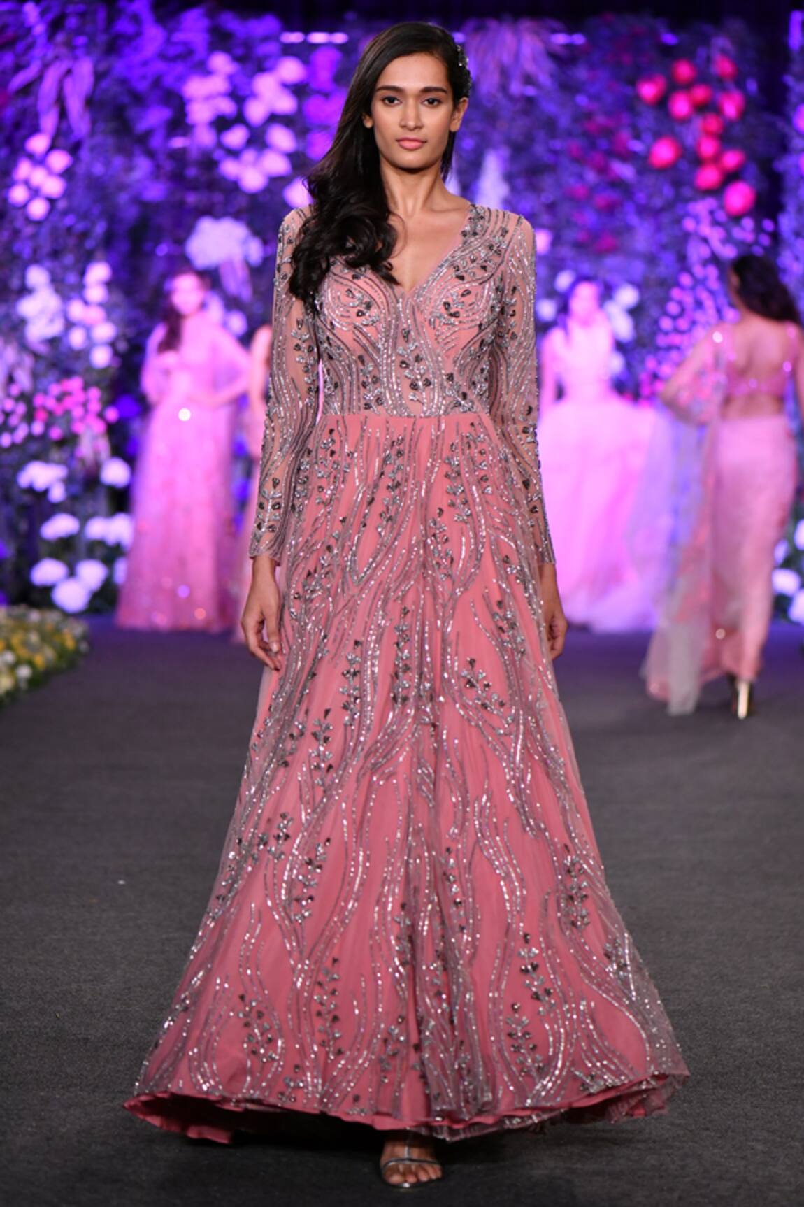 Kashmiraa Overlap Style Cutdana & Aari Embroidered Gown  