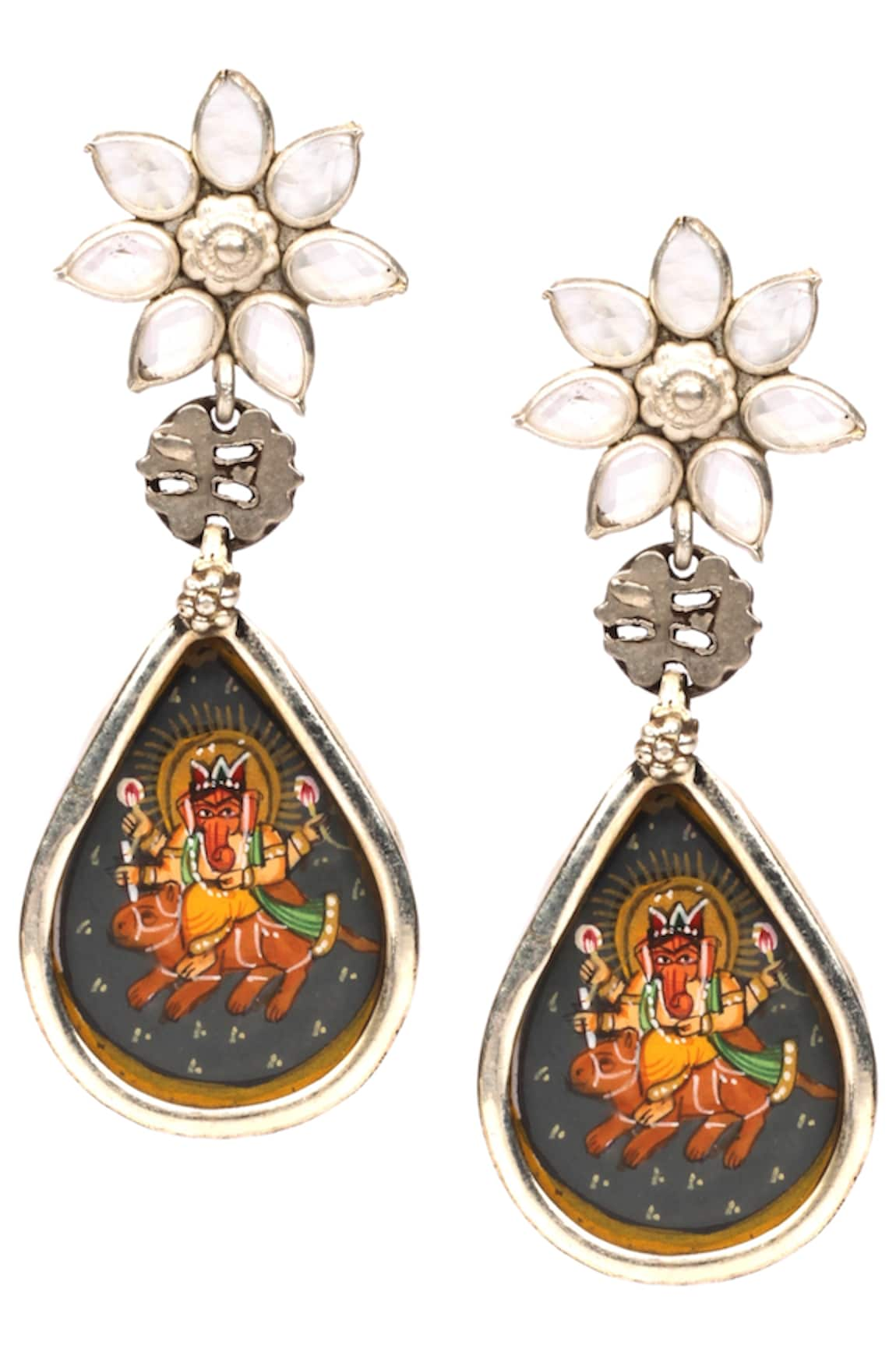 Sangeeta Boochra Painted Ganesha Dangler Earrings