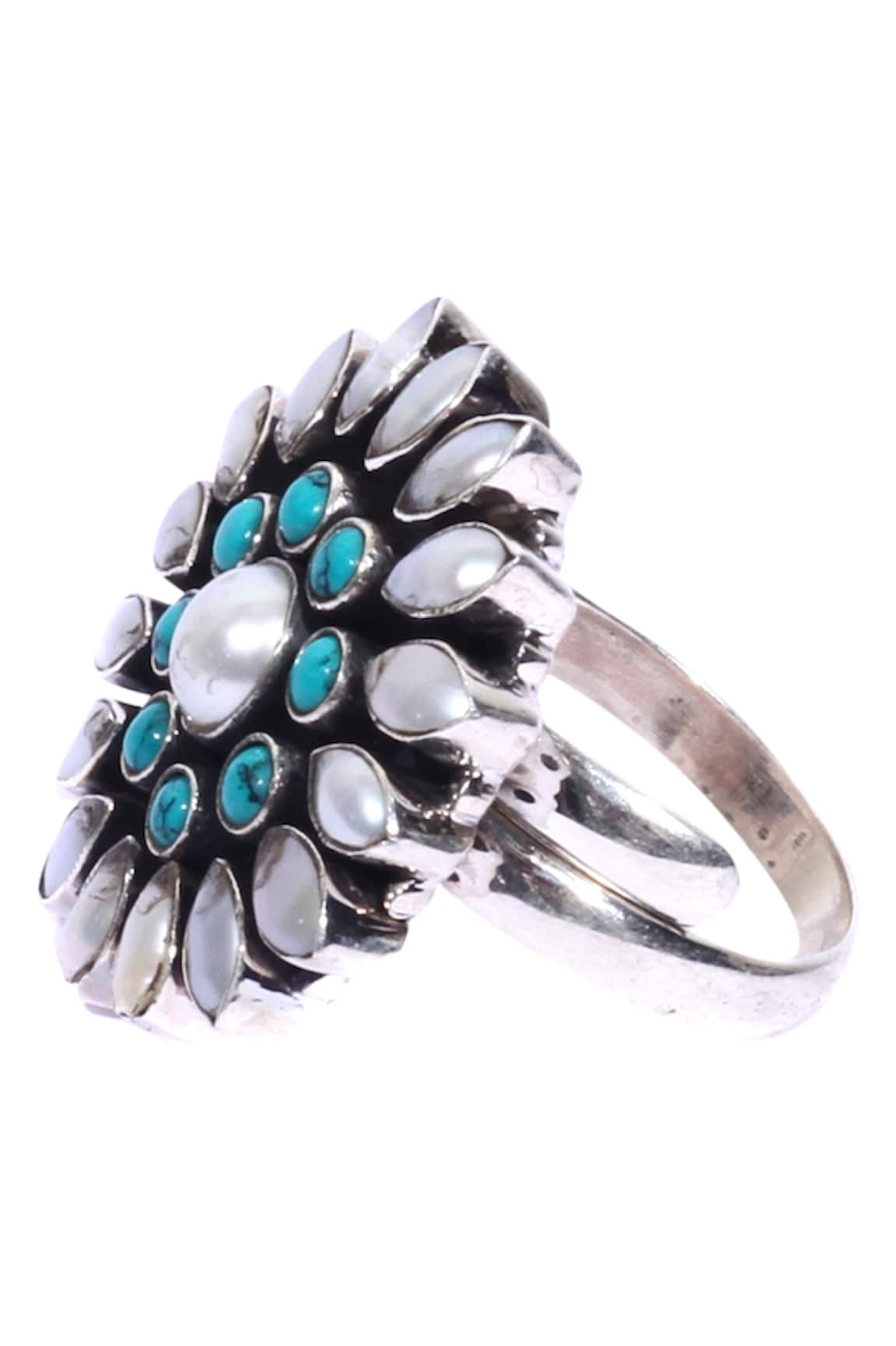 Sangeeta Boochra Flower Stone Encrusted Finger Ring 