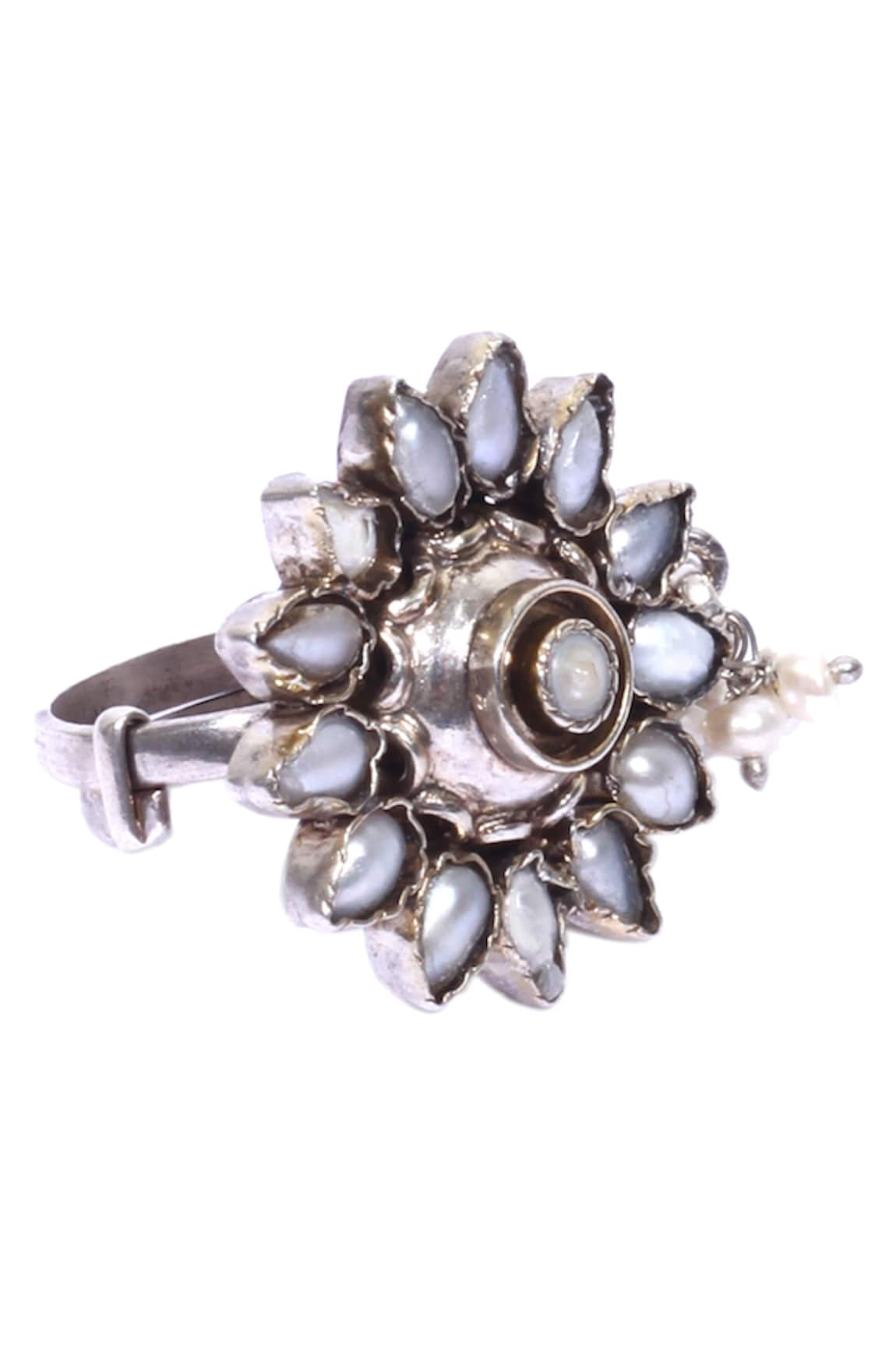 Sangeeta Boochra Flower & Pearl Handcrafted Finger Ring