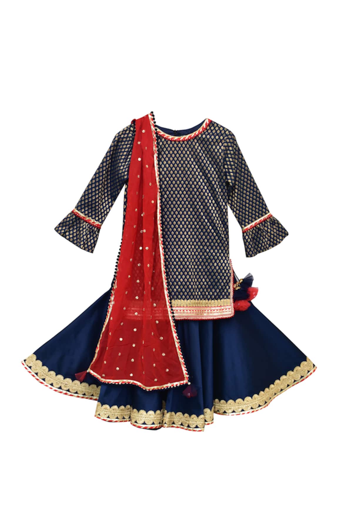 Fayon Kids Brocade Kurta Lehenga Set