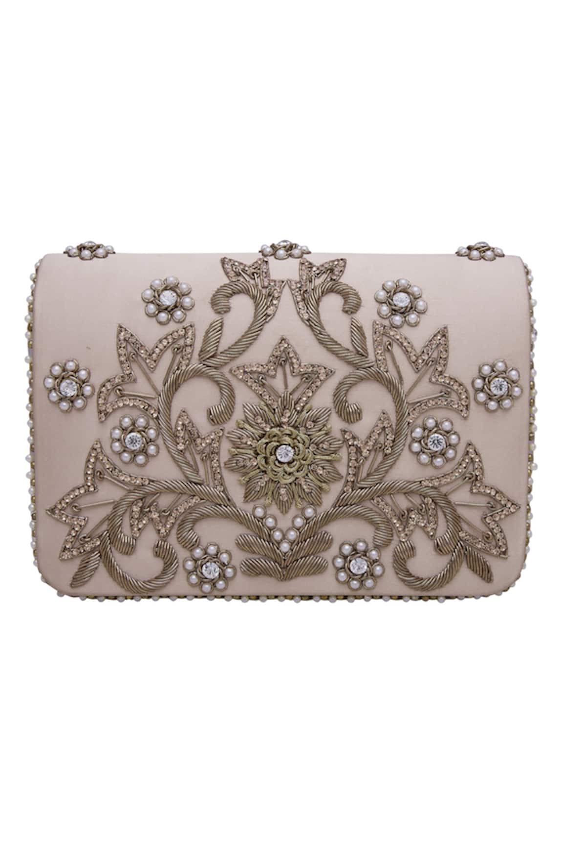 Fuchsia by aashaka mehta Embroidered Clutch with Sling