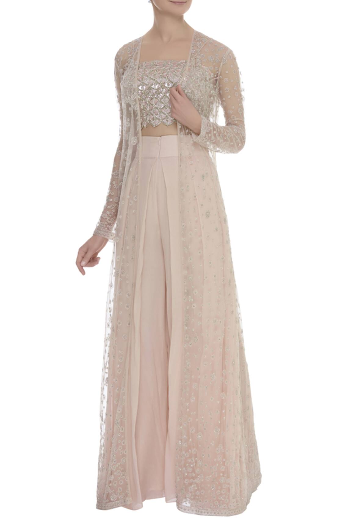 COUTURE BY NIHARIKA Embroidered bustier with jacket and palazzo