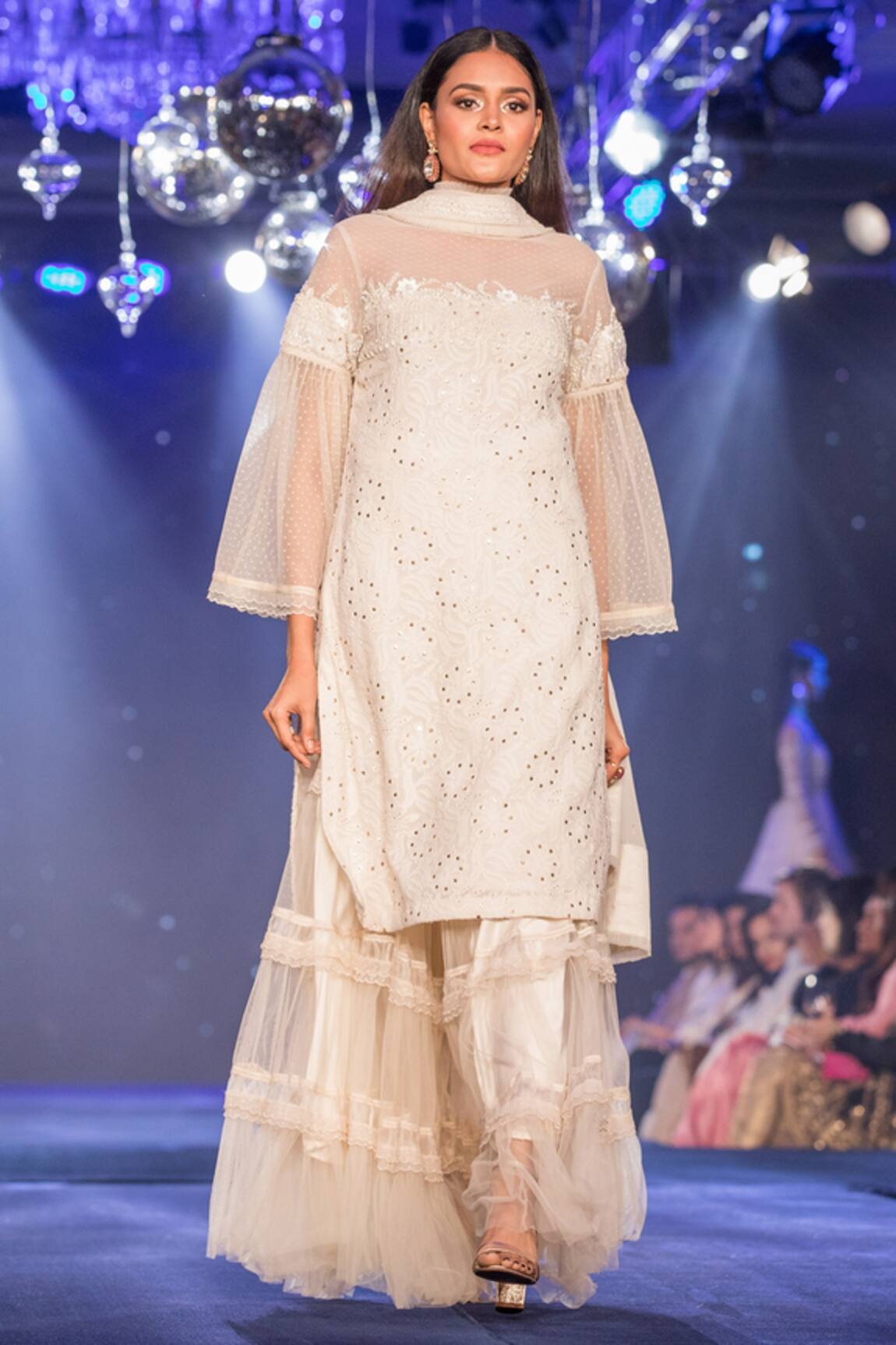 House Of Kotwara Floral embroidered kurta with sharara & dupatta