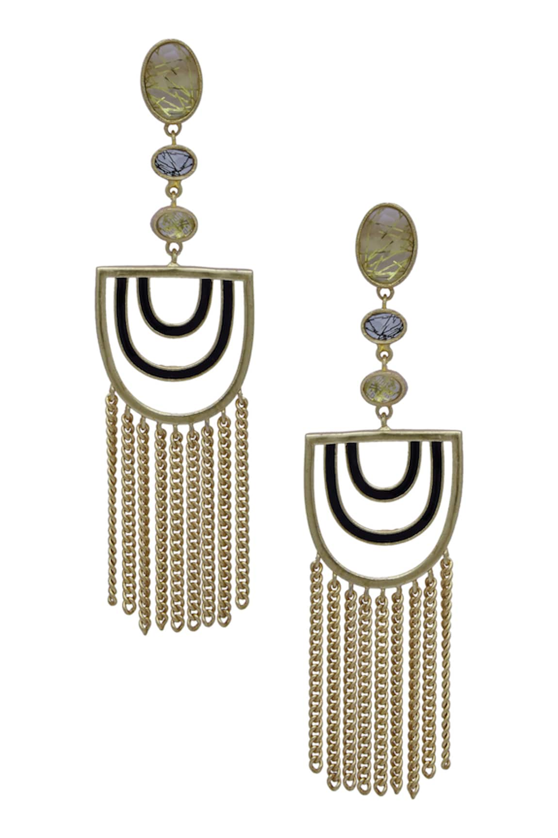 Masaya Jewellery Semi circle tassel earrings