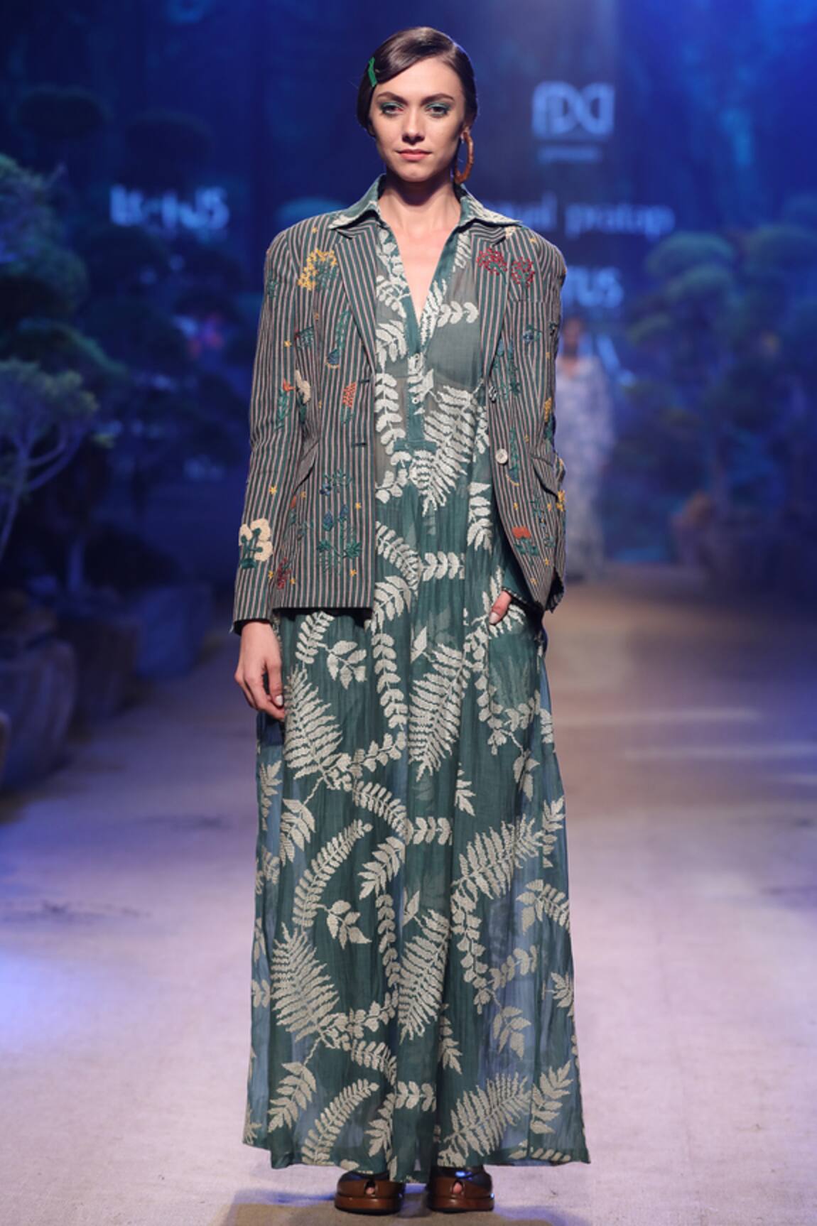 Payal Pratap Fern embroidered maxi dress