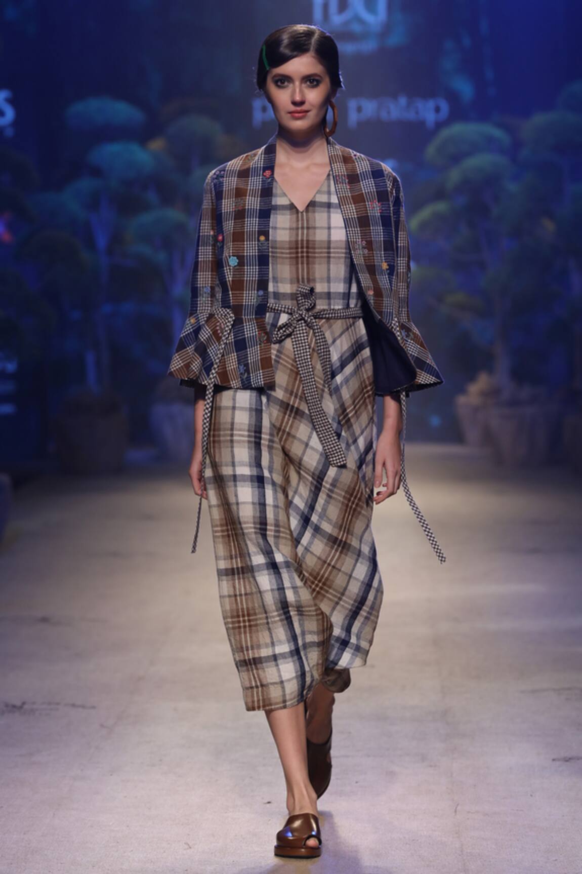 Payal Pratap Checks printed peplum jacket