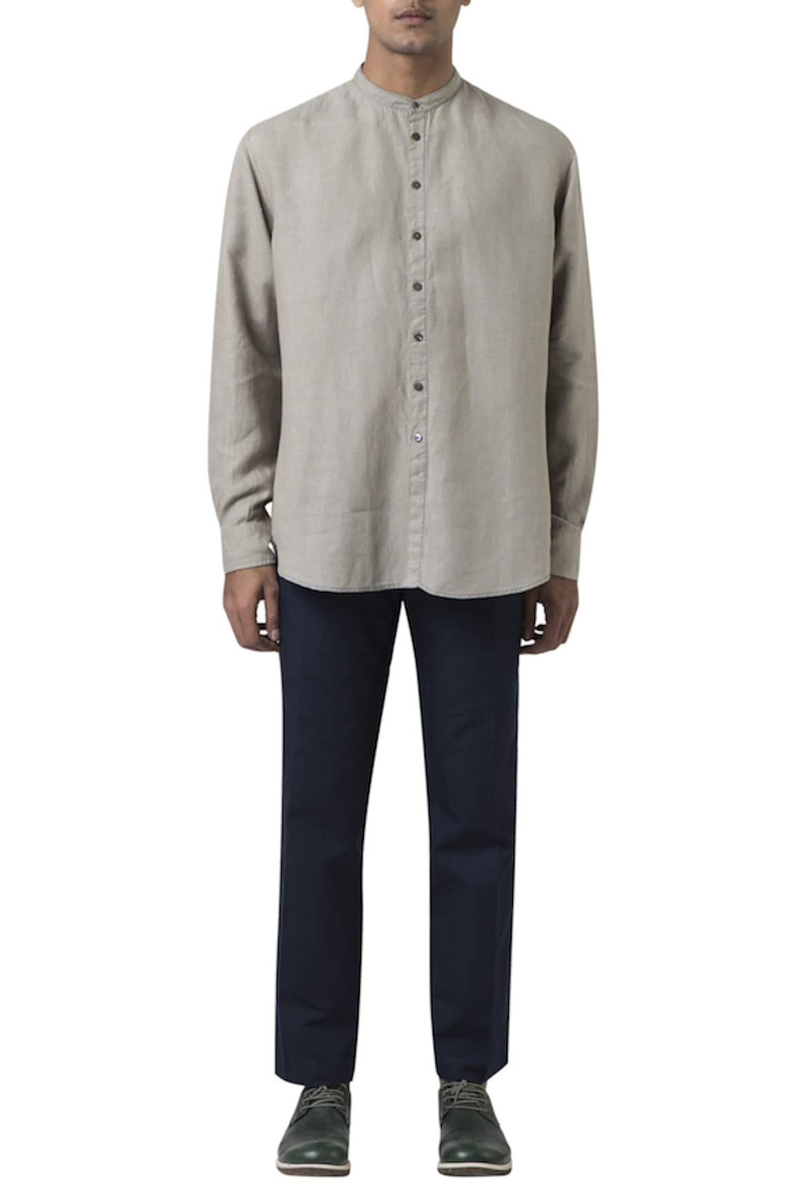 Suketdhir Running Stitch Detail Linen Shirt