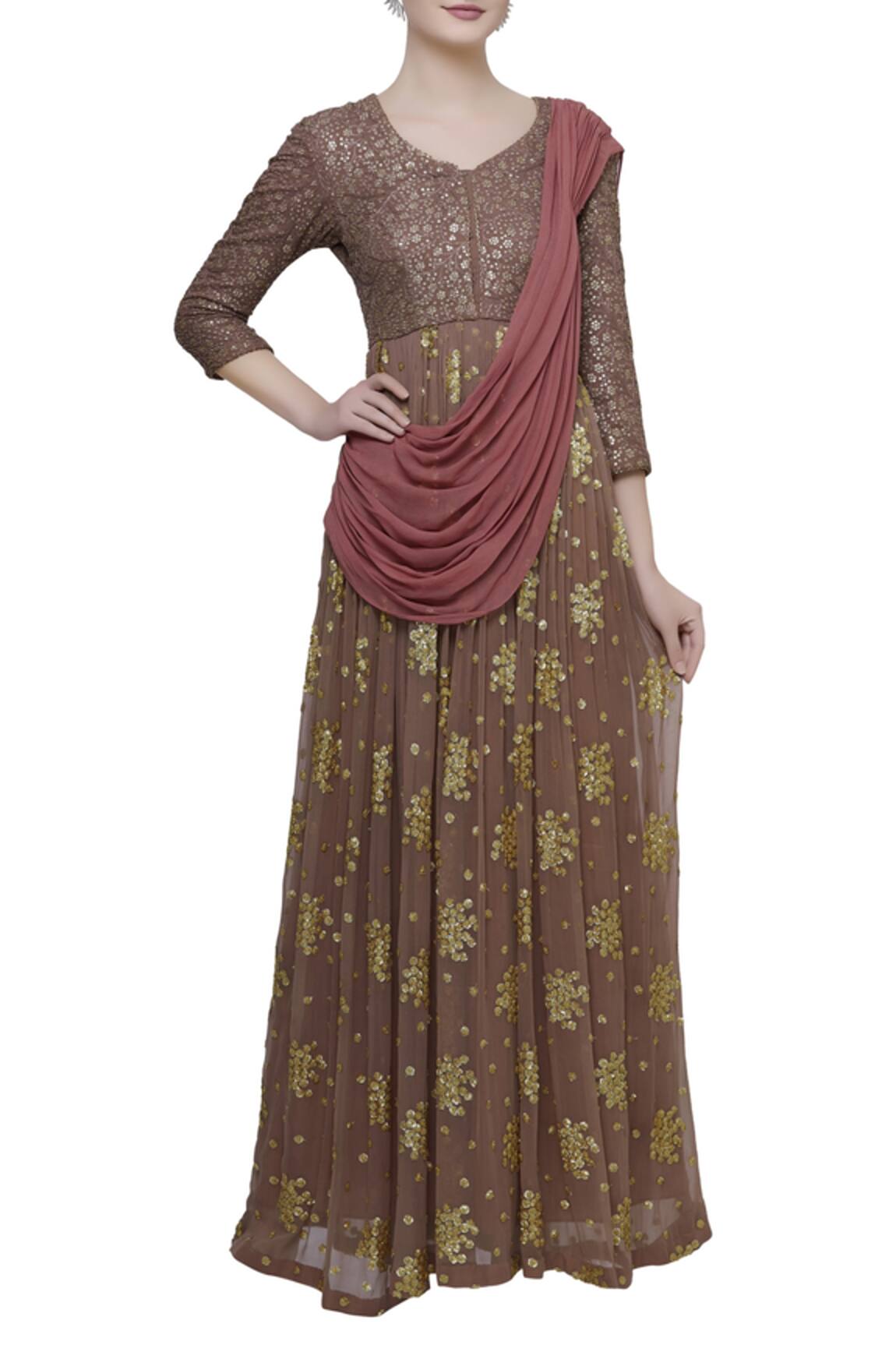 Abhi Singh Hand Embroidered Anarkali kurta with attached dupatta