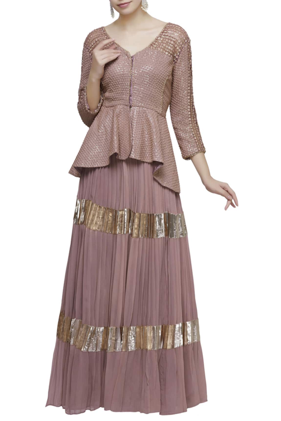 Abhi Singh Embroidered Peplum Blouse & Lehenga Set