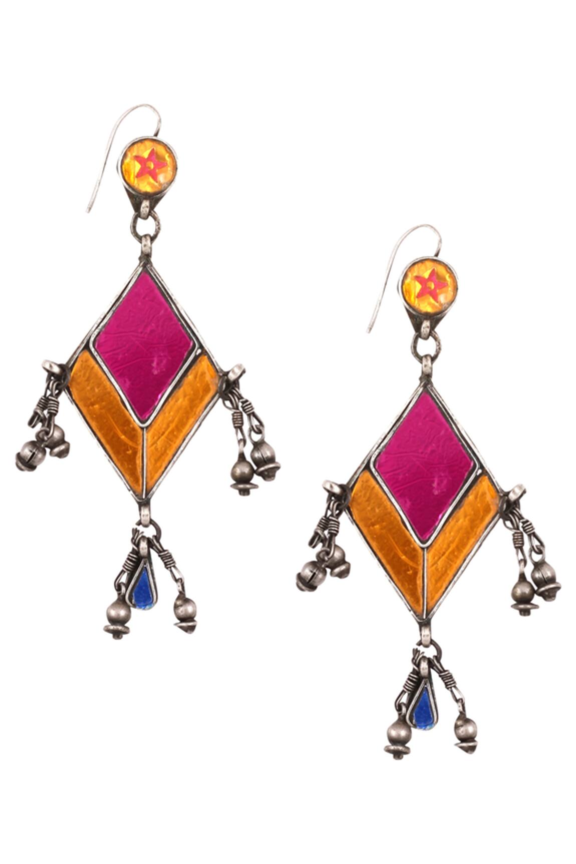Sangeeta Boochra Multicolor Metal Bead Dangler Earrings 