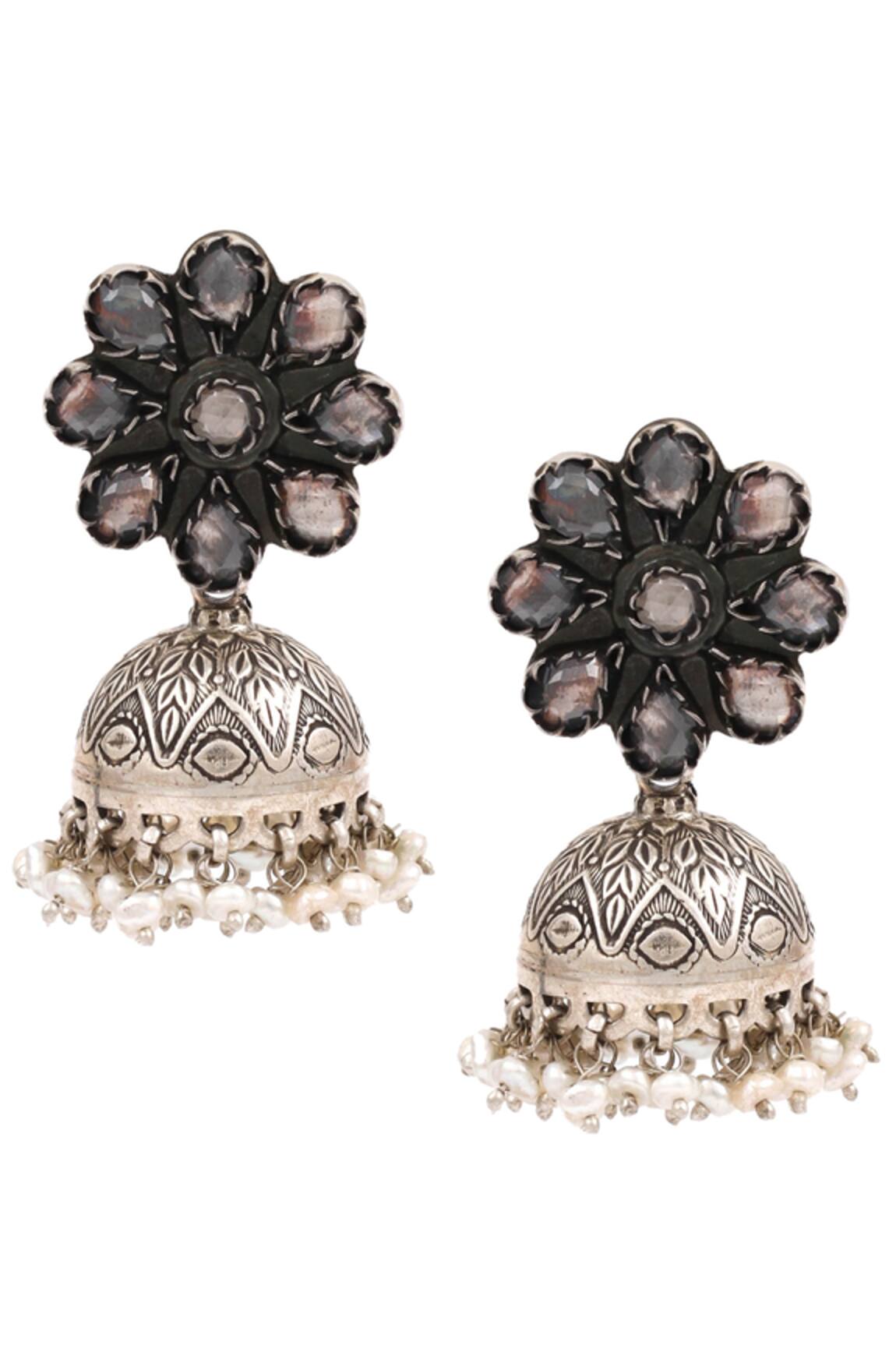 Sangeeta Boochra Carved Beaded Jhumkas