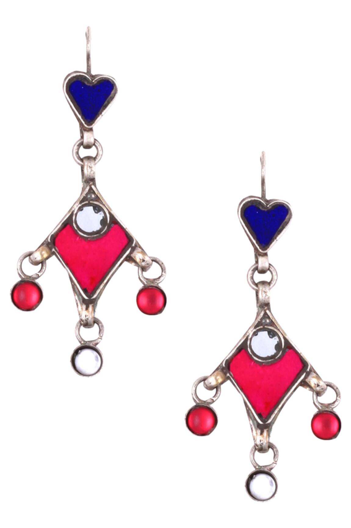 Sangeeta Boochra Heart Motif Stone Danglers 