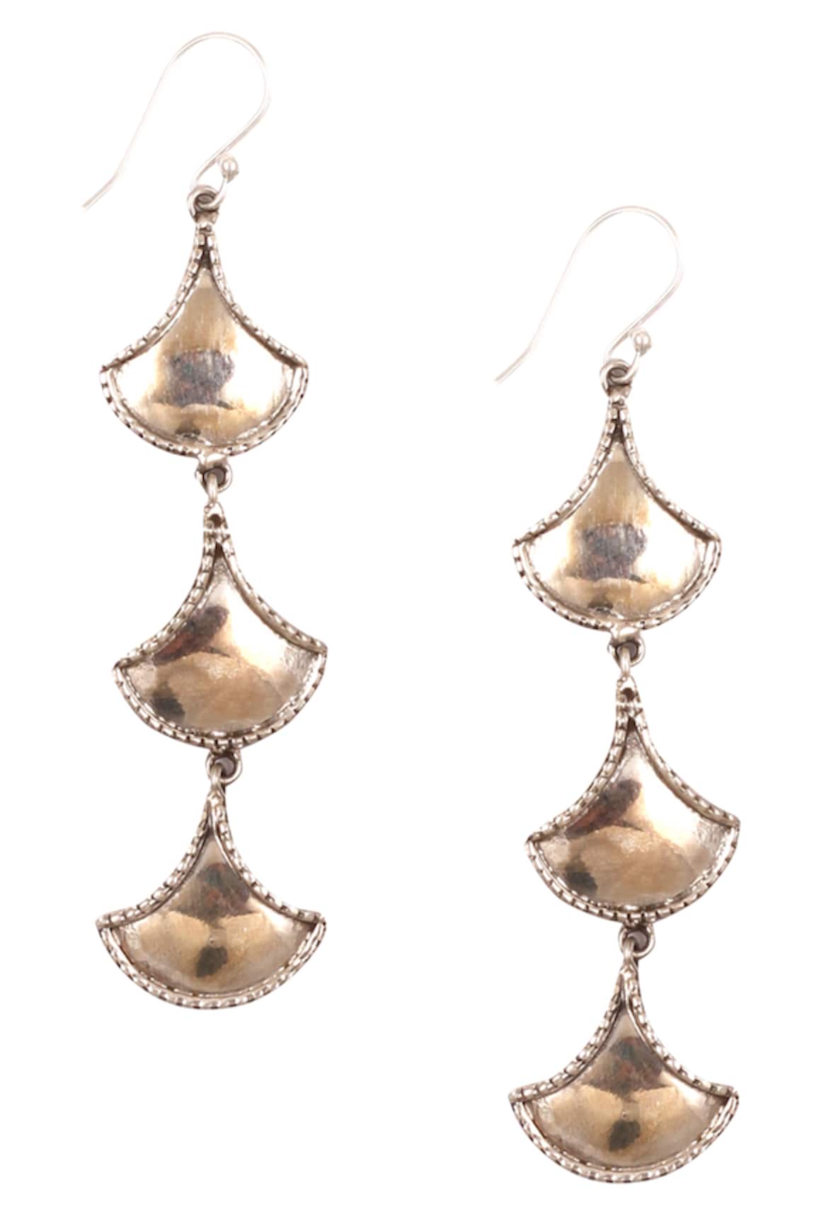 Sangeeta Boochra Scallop Shaped Silver Dangling Earrings