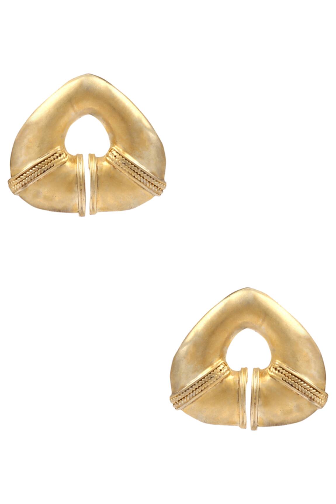 Sangeeta Boochra Carved Gold Metal Stud Earrings