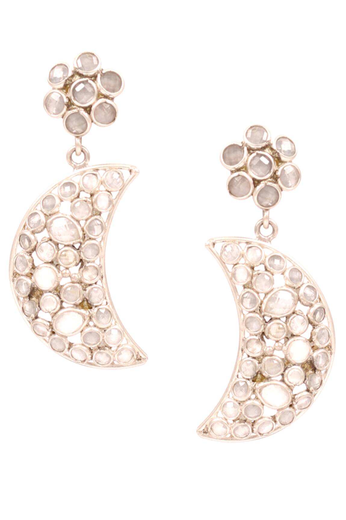 Sangeeta Boochra Crescent Moon Stone Earrings