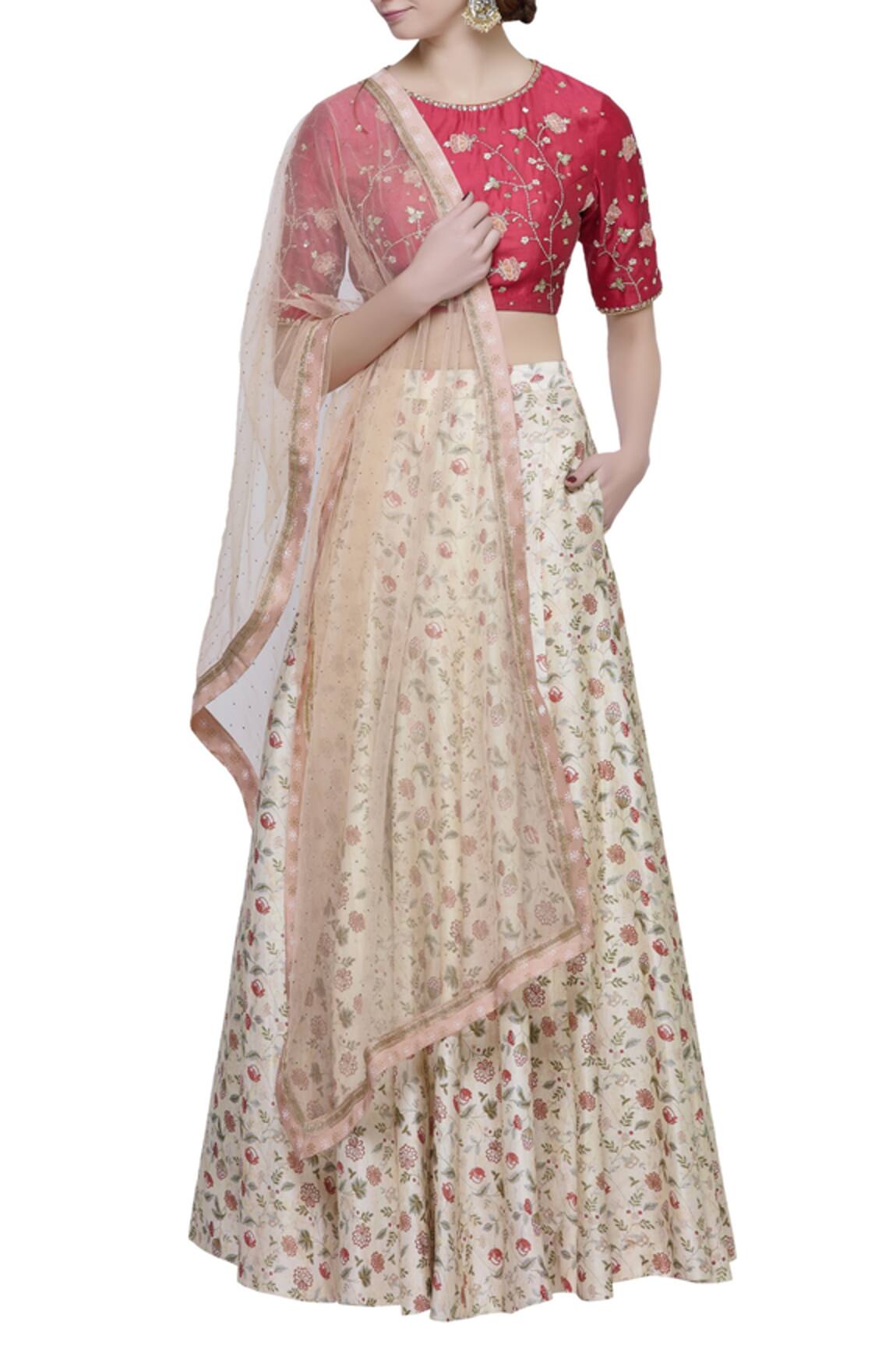 Ivory By Dipika Embroidered & printed lehenga set 