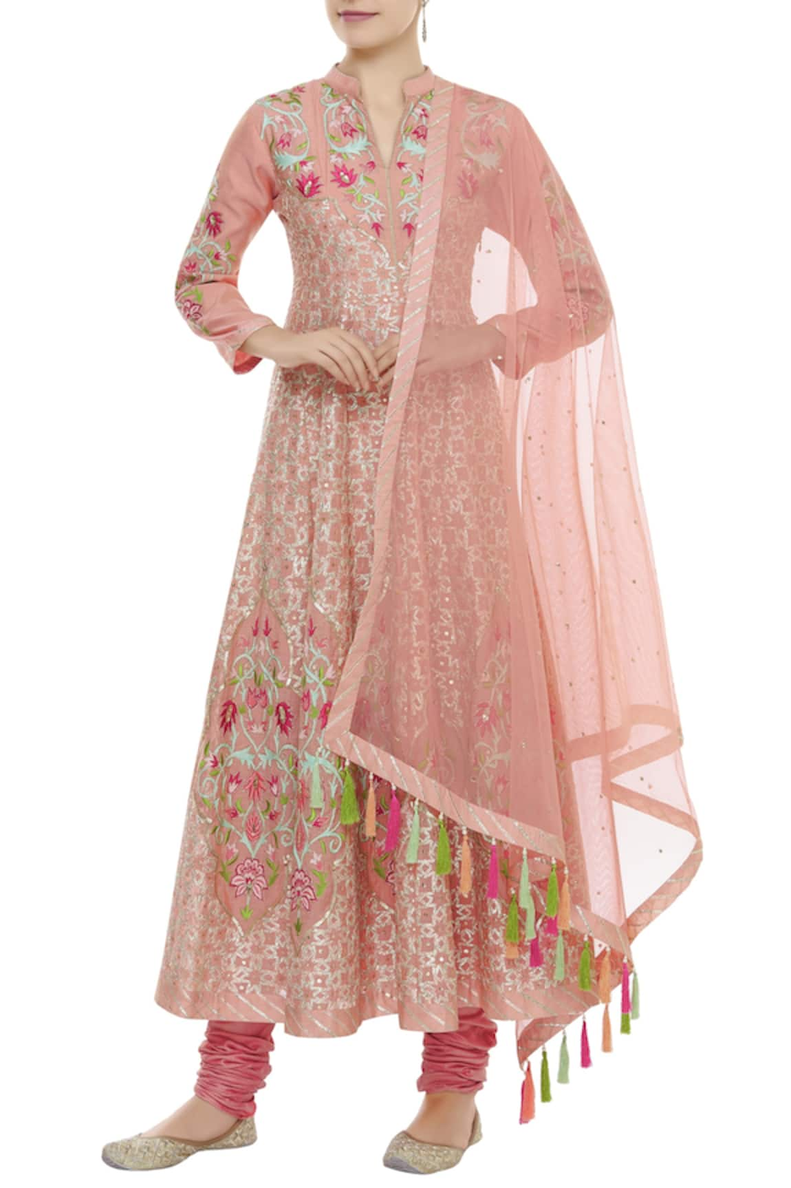 Aiman Silk Chanderi Anarkali Set