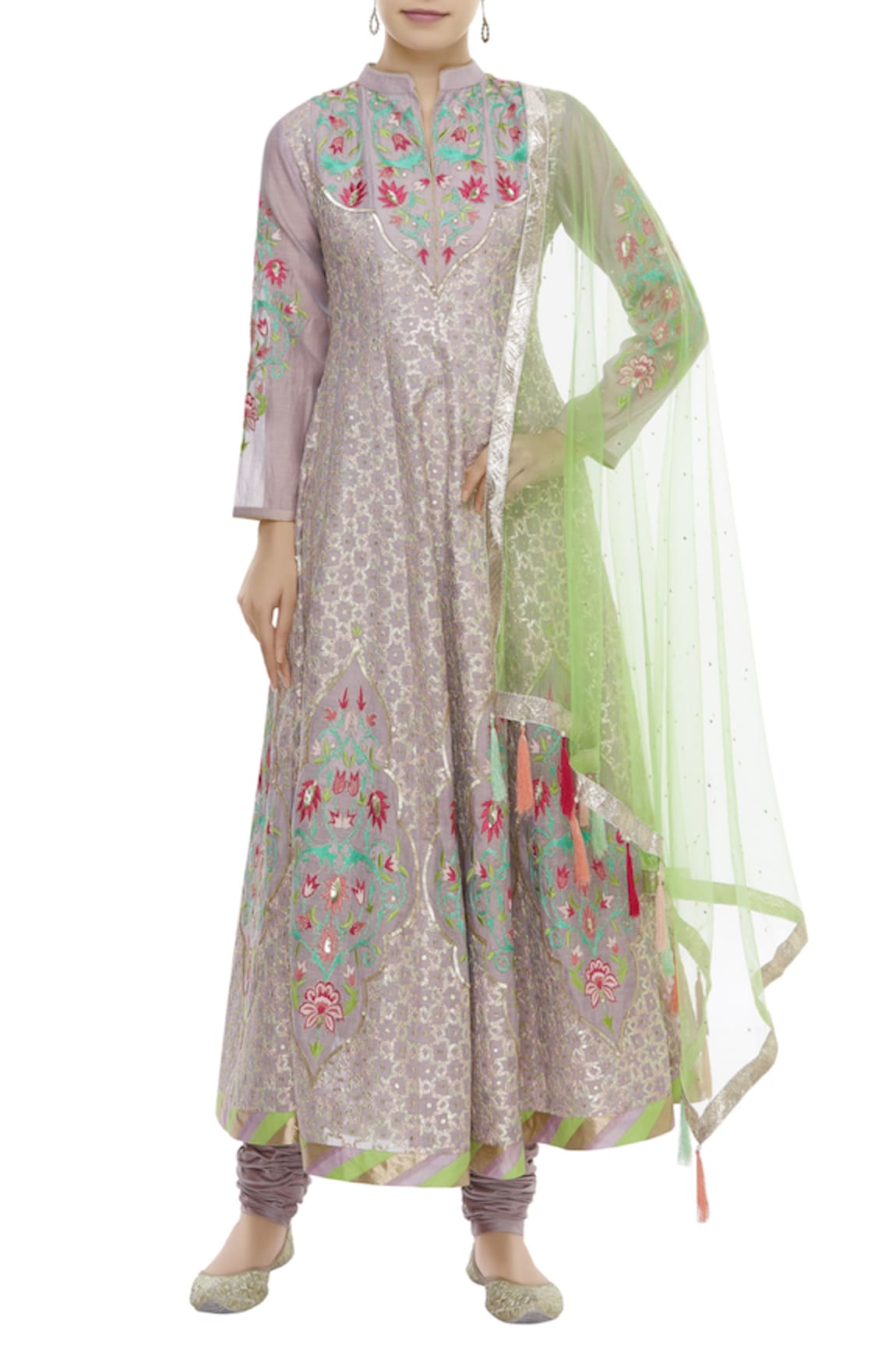 Aiman Silk Chanderi Embroidered Kurta Set