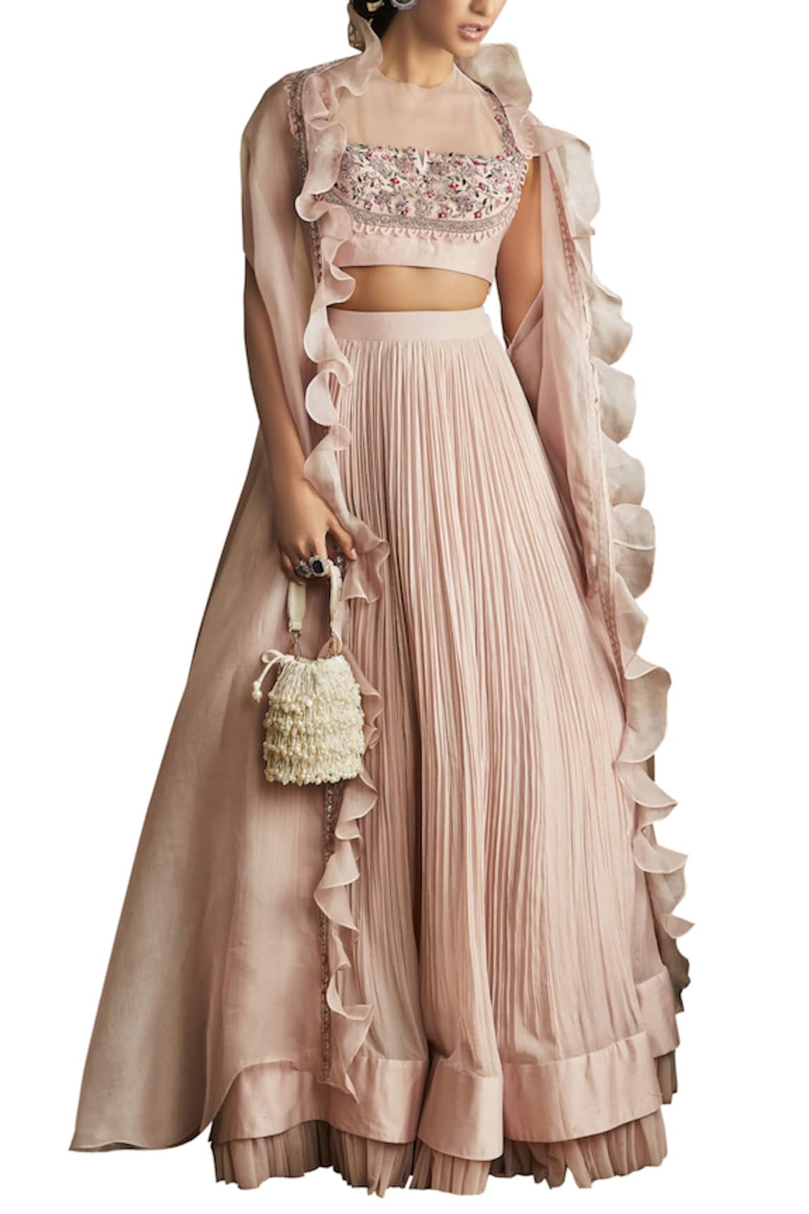 Ridhi Mehra Embroidered Blouse Lehenga & Cape Set