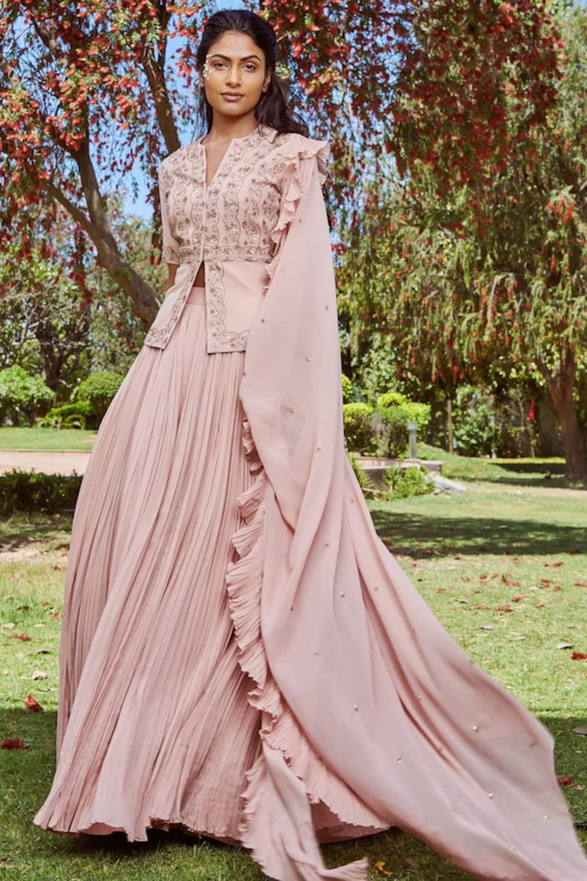 Sana Barreja Embroidered Blouse Lehenga Set