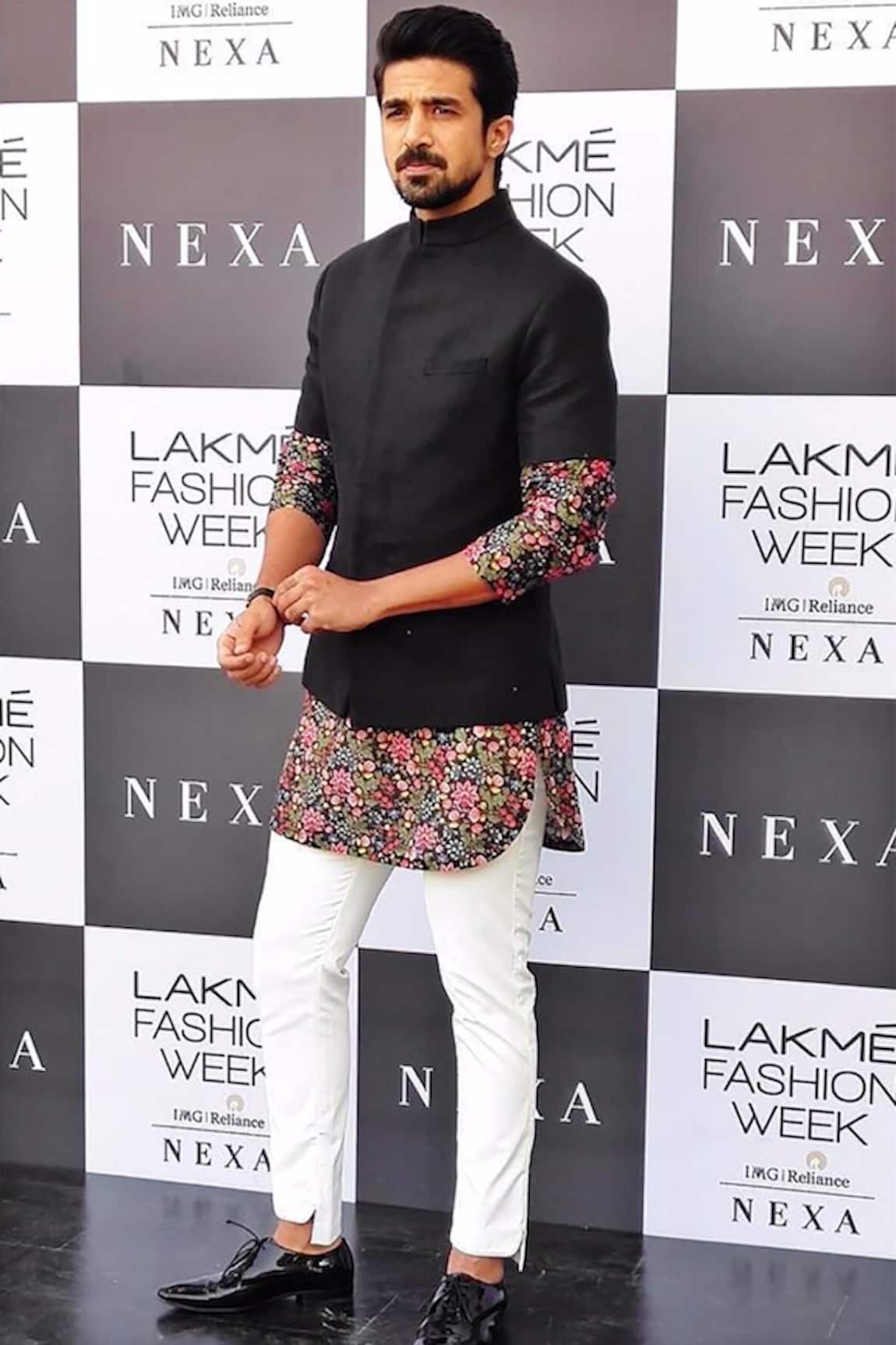 Varun Bahl Short Jacket With Floral Print Kurta Set