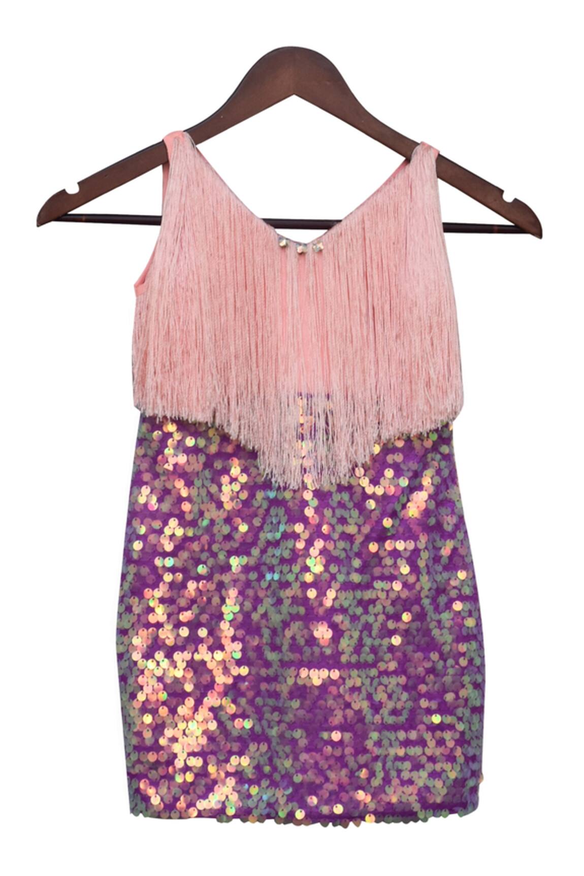 FAYON KIDS Fringe Detail Embroidered dress