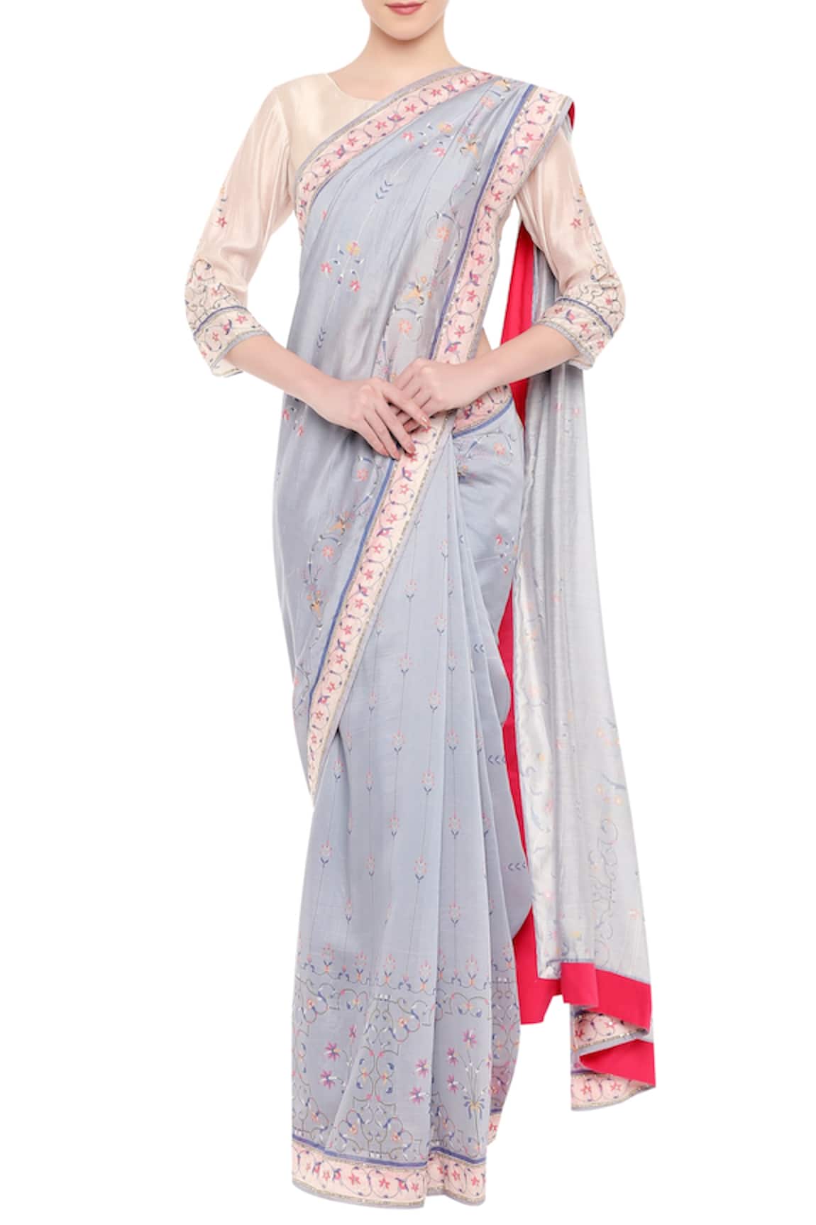 Soup by Sougat Paul Chanderi Printed Saree With Blouse