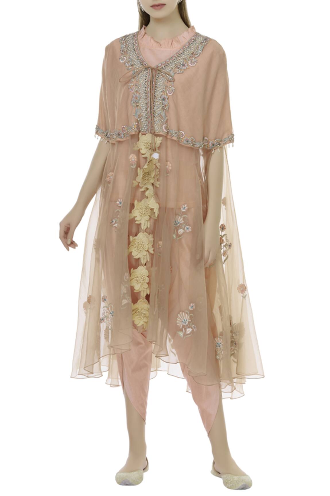 Sonali Gupta Embroidered Kaftan Kurta & Dhoti Pant Set