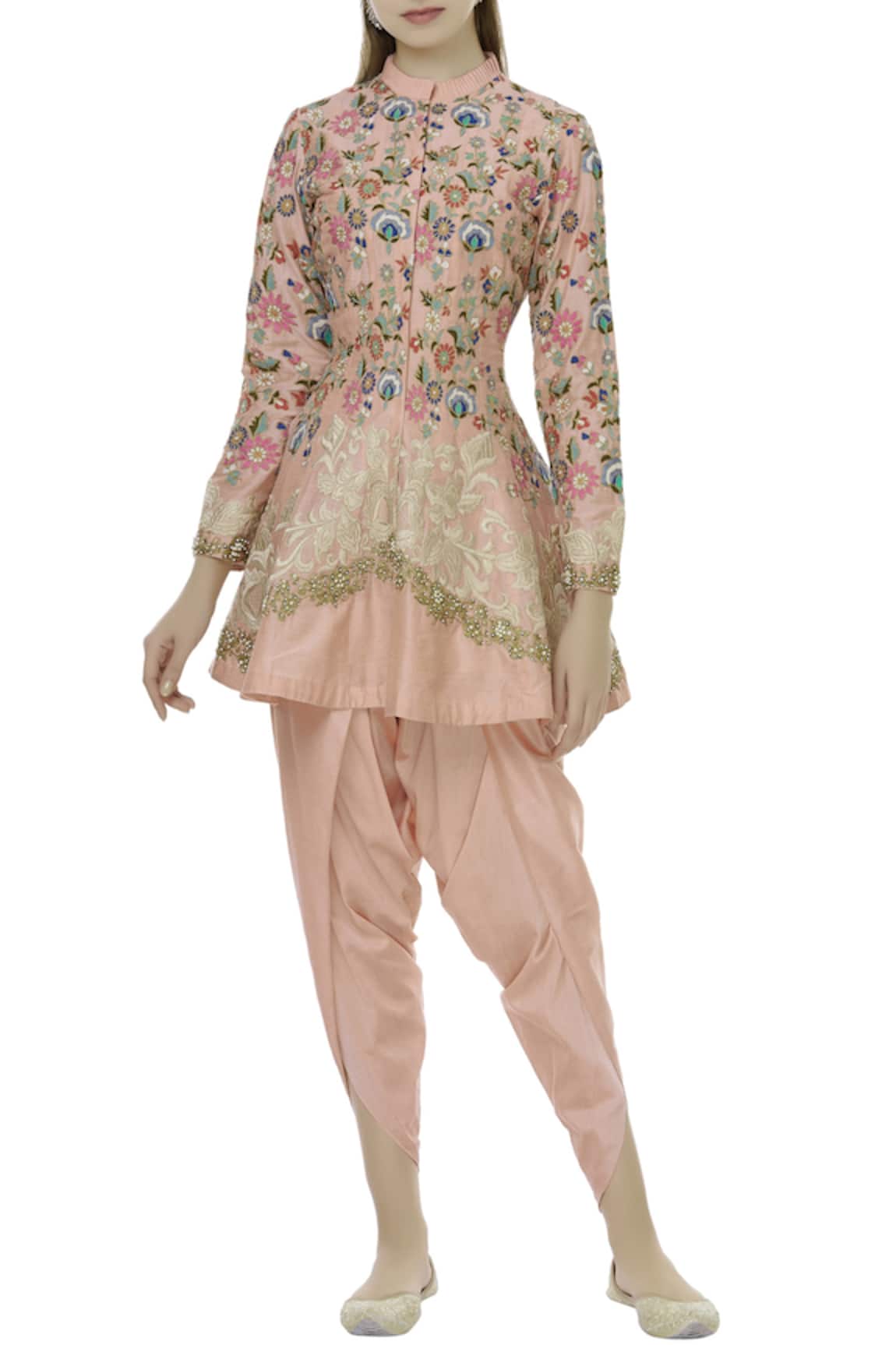 Sonali Gupta Embroidered Peplum Tunic & Dhoti Pant Set