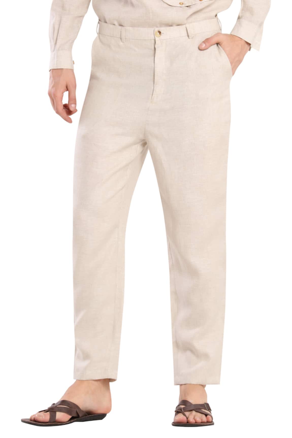 Buy Andamen Green Mens Linen Trousers for Men Online  Tata CLiQ Luxury