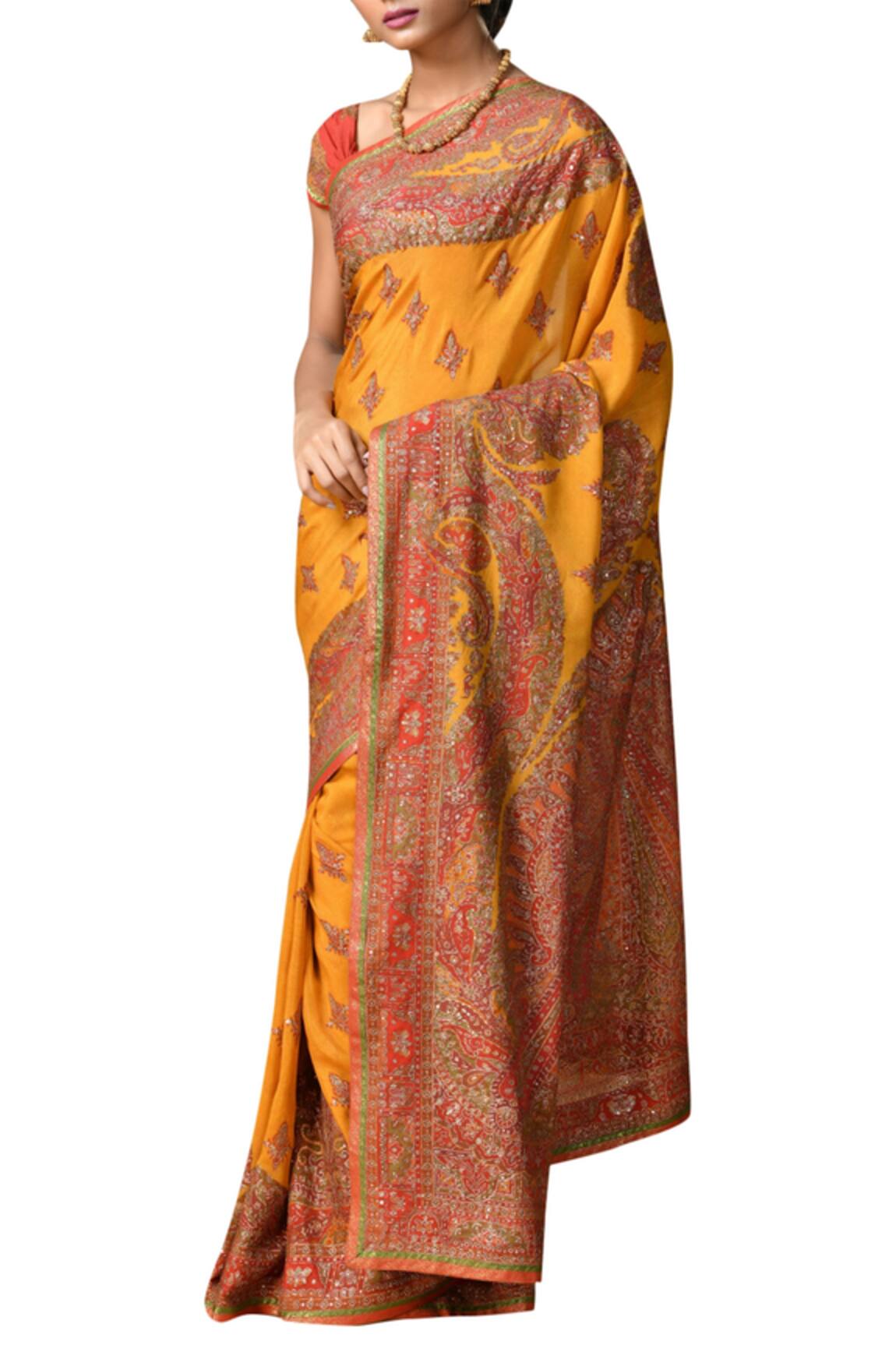 RI.Ritu Kumar Embroidered saree with unstitched blouse 