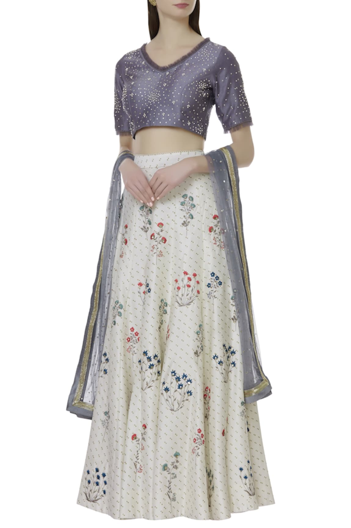 Ivory by Dipika Chanderi Embroidered Lehenga Set