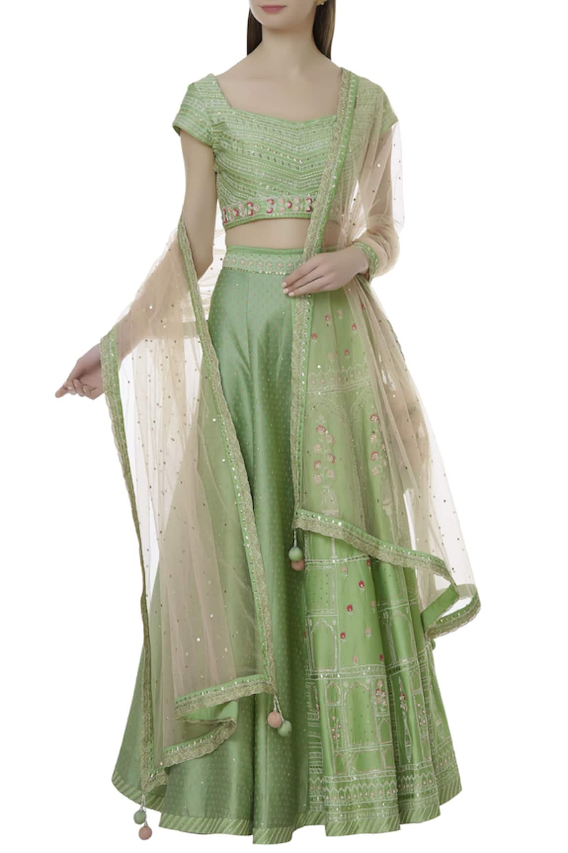 Ivory by Dipika Chanderi Embroidered Lehenga Set