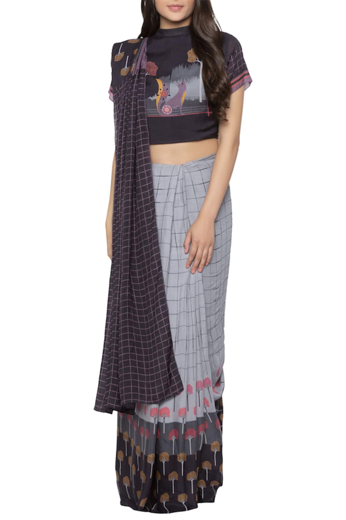 SO US by Sougatpaul Printed Pre-Draped Saree with Blouse