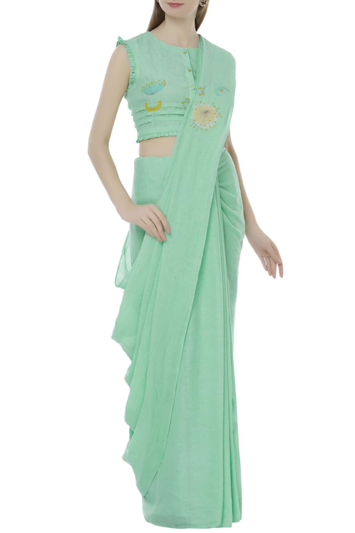 Shagun Manchanda Linen Embroidered Saree 