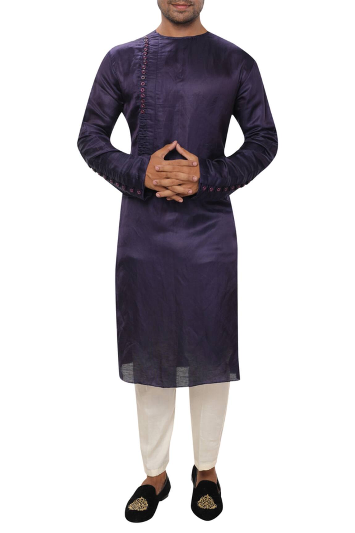 Smriti by Anju Agarwal Linen Satin Kurta Set 