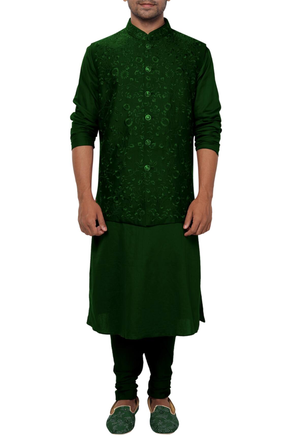 Smriti By Anju Agarwal Embroidered Bundi Kurta Set