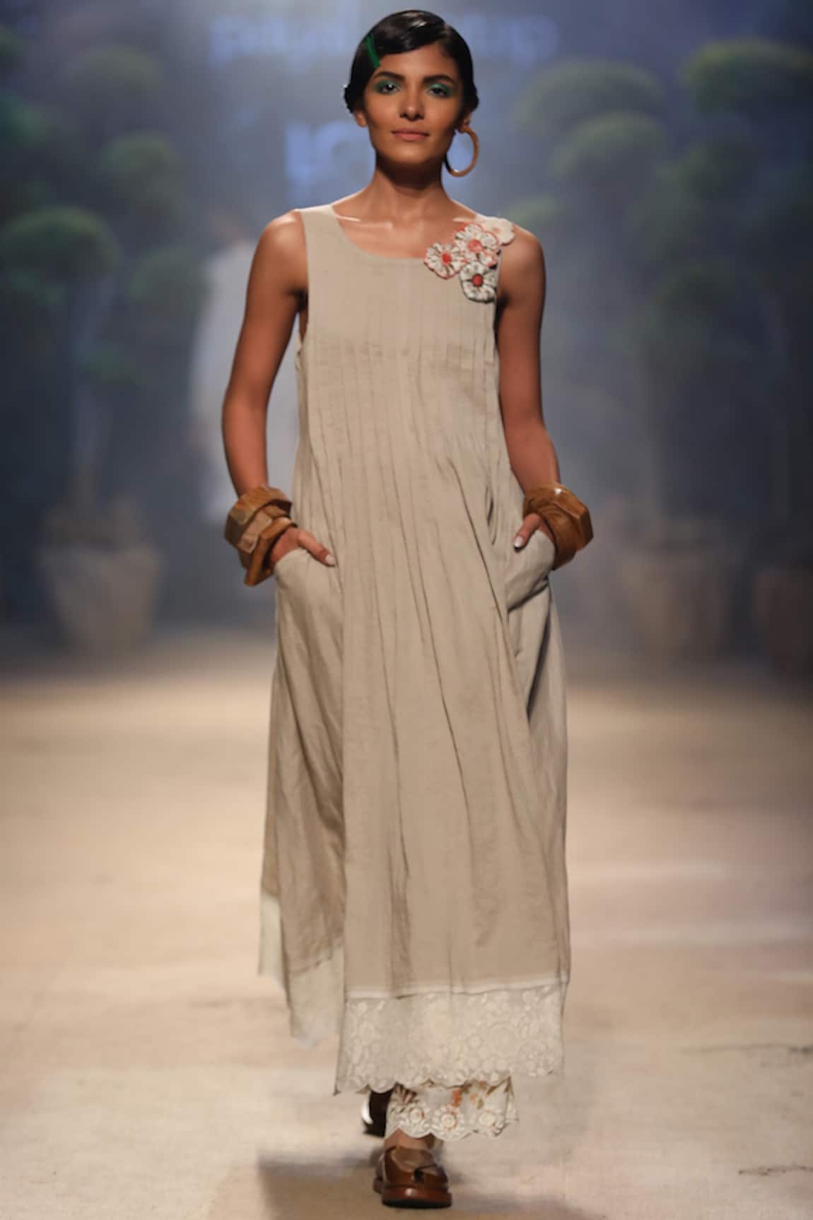 Payal Pratap Linen Pleated Dress 